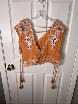 Farm Rio Banana Tree Camel Blouse S thumbnail 2