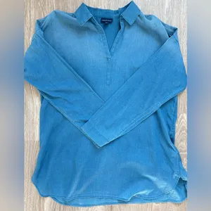 J. Jill Top Womes Size Small Cotton Chambray Tunic Minimalist‎ Western Desert thumbnail 4