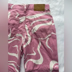 Cotton On Pink and White Swirly Loose Straight Jeans 4 thumbnail 10