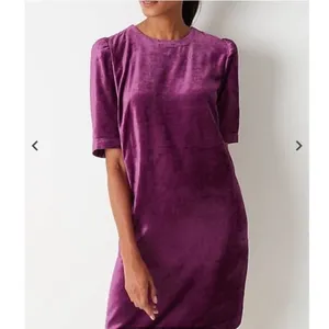 NWT J.Jill Velvet Shift Dress XL Jewel Purple Elbow Puff Sleeve Cocktail Holiday thumbnail 2