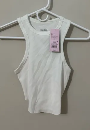 wild fable Cream Ribbed Tank  thumbnail 1