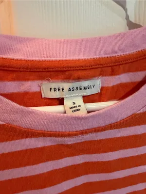 Free Assembly Pink and Orange Striped Tee Dress thumbnail 2