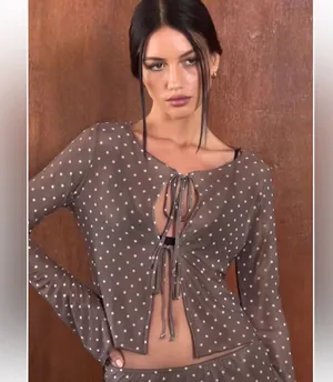 Motel Rocks Araceli Brown Polka Dot Tie-Front Top thumbnail 1