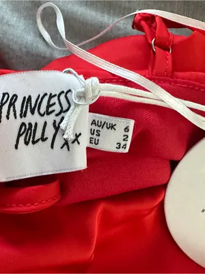 Princess Polly Mateo Mini Dress Red Size US 2 Ruched Satin Cowl Neck NWT thumbnail 5
