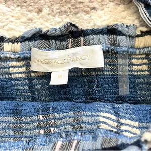 LoveShackFancy Stanley Blue Plaid Smocked Mini Dress Medium thumbnail 14