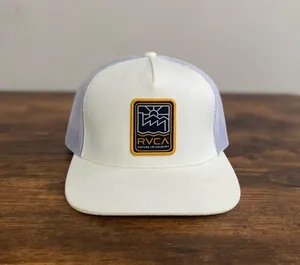 RVCA White Mesh Trucker Hat with Gold/Black Sunrise Patch thumbnail 1