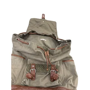 Cape Juby Womens Green Denim & Faux Leather Backpack 14x16 SKU 7057 thumbnail 10