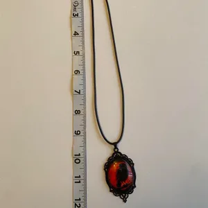 Gothic‎ Crow Red Moon Cameo Style Black Necklace Pendent thumbnail 8