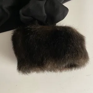 Jessica Howard Black Sheath Dress Removable Faux Fur Cuffs Size 10 Cocktail thumbnail 5