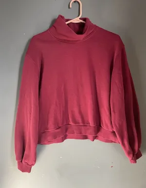 Time and‎ Tru Women Burgundy Turtleneck Sweatshirt Pullover Cropped Size M thumbnail 1