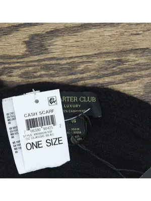 NWT Charter Club Ribbed Muffler Cashmere Scarf 100160263SF Classic Black thumbnail 5