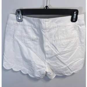 J.Crew White Scalloped Hem Linen Cotton Blend Shorts Women Sz. 4 Nautical Preppy thumbnail 7