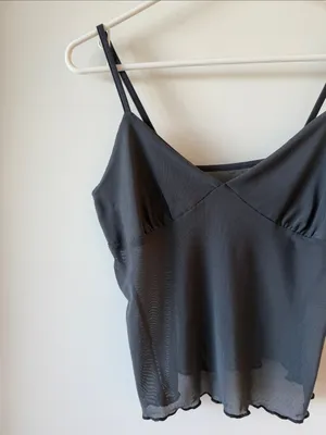 Charcoal grey sheer mesh cami Gray Size XS thumbnail 3