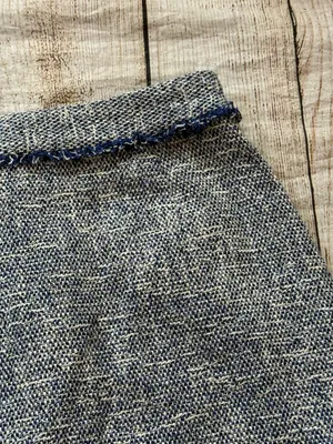 ZARA BASIC Navy Blue White Boucle Knit Mini Skirt Button Front Size Medium thumbnail 12