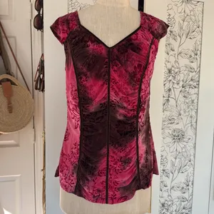 Cato Y2k vintage velvet burnout touched blouse thumbnail 2
