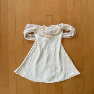 Princess Polly Adoration cream off the shoulder satin mini dress thumbnail 2