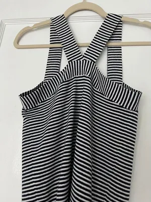 Loft Black and White Stripe Sweater Tank Medium thumbnail 1