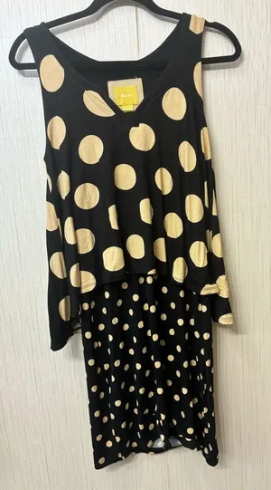 Maeve by Anthropologie Womens Davina Polka Dot Midi Dress V-Neck Black Tan XS‎ thumbnail 1