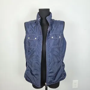 Ariat Puffer Vest Women’s Size Small Blue Floral Silver Reversible Zip Up thumbnail 7
