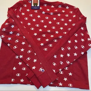 Champion Logo and Stars Pattern Printed Cropped Sweatshirt thumbnail 2