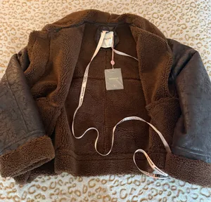NWT House of CB Brown Vegan Shearling Aviator Jacket Women's Size: L+ thumbnail 10
