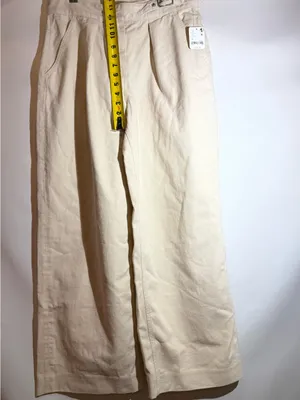 NWT Free People Cream Wide Leg Pleated Buckle Waist Trousers Pants Size 10 thumbnail 6