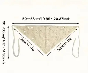 Boho Crochet Triangle Head Scarf Bandana Ivory Tie Back thumbnail 6