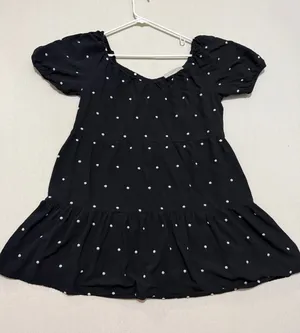 LOFT Black Mini Dress with White Polka Dots thumbnail 1