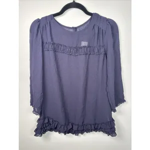 NWT Gap 2009 Top Womens Medium Blue Sheer‎ 3/4 Sleeve Blouse Lightweight thumbnail 2