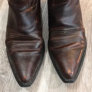 Ariat Snip Toe Brown Leather Cowgirl Boots Scallop thumbnail 5