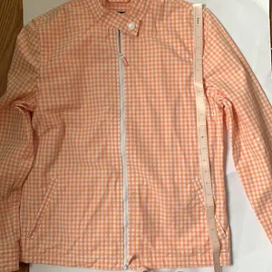 Jones New York Gingham Peach Zip Front Windbreaker Cottagecore Rain Jacket Sz S thumbnail 9