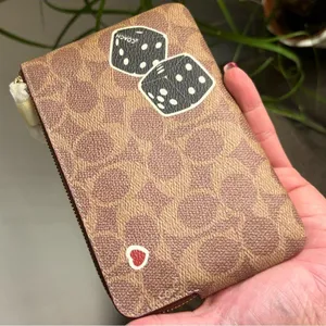 Authentic COACH signature Leather Dino Dice strawberry zip card wristlet 🎲🎩 thumbnail 8