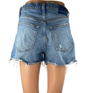 Abercrombie & Fitch The Cutoff High Rise Blue Frayed Hem Denim Jean Shorts 26 thumbnail 3