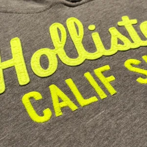 Hollister Graphic Pullover Hoodie Gray‎ Y2K California Surf Spell Out Coastal M thumbnail 7