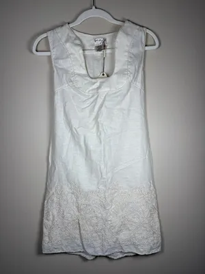 NWT MSSP/ MAX STUDIO Cream Linen Embroidered Sleeveless Dress Sz XS Sheath thumbnail 2