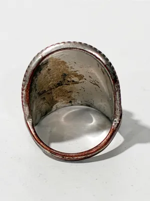 Silver Tone Large Blue White Stone Accent Ring Size 8.5 thumbnail 2
