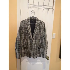 Halogen Blazer Womens XL Multicolor Plaid Tweed Single Breasted One Button thumbnail 4