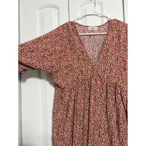 Natural Life Babydoll Mini Dress Floral Red V-Neck Pockets M thumbnail 5