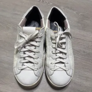 P448 John White Crinkled Leather Low Top Sneakers Italy Women Size 37 or 6.5 thumbnail 5