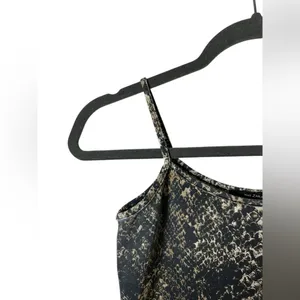 Zara Collection Snake Print Cami Top‎ Spaghetii Strap Black Gold Tan Size S thumbnail 3