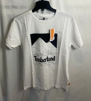 Timberland white tee with black mountain graphic and 'BEYOND THE TRAIL' text, size M #outdoor #hiking. #201 thumbnail 1