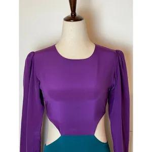 Naven Dress Women Small Purple Turquoise Silk Long Sleeve Cut Out Mini Revolve thumbnail 6