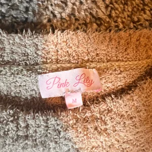 Pink Lily Medium Striped Fuzzy Pullover Sweater Tan‎ Cream Comfy Soft thumbnail 2