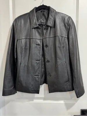 Outbrook Vintage Black Genuine Leather Jacket Small Nappa Moto Tailored Coat thumbnail 2