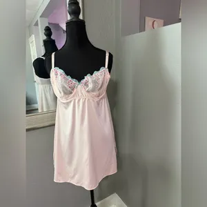 VS Very Sexy Wicked Cherry Blossom Embroidered Babydoll Slip Dress Size Large. thumbnail 3