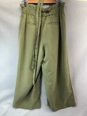 The Limited 4 Olive Green Wide Leg Paper Bag Waist Pants thumbnail 2