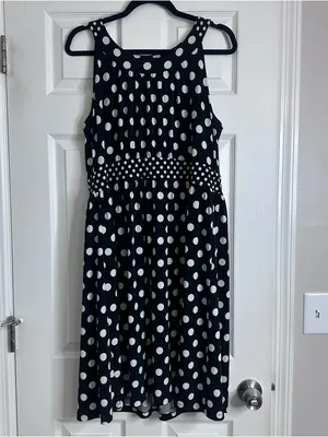 APT. 9 Black & White Polka Dot Halter Dress Women’s Size XL thumbnail 6