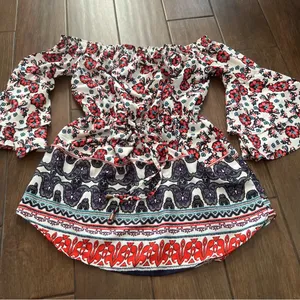 Off the Shoulder Floral Blouse by a Hint of Blush size Medium thumbnail 1