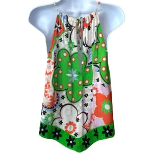 Free People Dare You Tank Green Floral Combo Mod Retro Coastal Festival M thumbnail 5