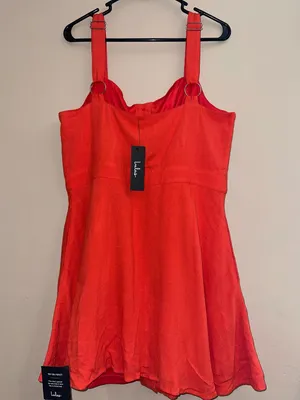 Lulus Sunny Personality Red Orange Button-Up Mini Dress With Pockets thumbnail 4